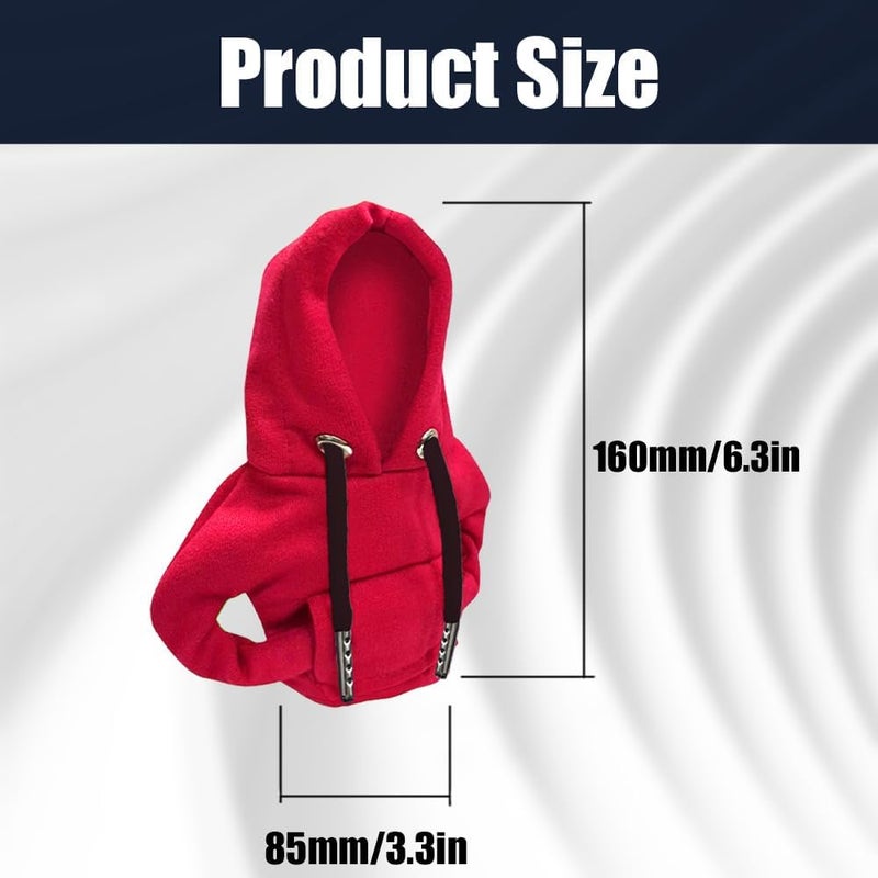 Lecctso Car Shift Knob Hoodie, Fashionable Sweater Hoodie Auto Gear Shift Knob Protector, Universal Car Interior Accessories Funny Car Shift Knob Cover for Car Truck SUV (Red) - Image 2